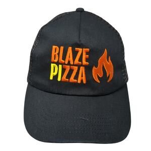 Blaze Pizza Snapback Trucker Hat Black OS Adjustable Mesh Back Embroidered Hit